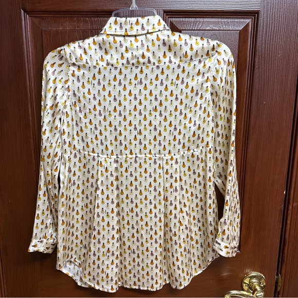 FENDI Ivory Silk Logo Lighting Bulbs Print Button Down Shirt Big Girl Sz 9 Year - Picture 14 of 15